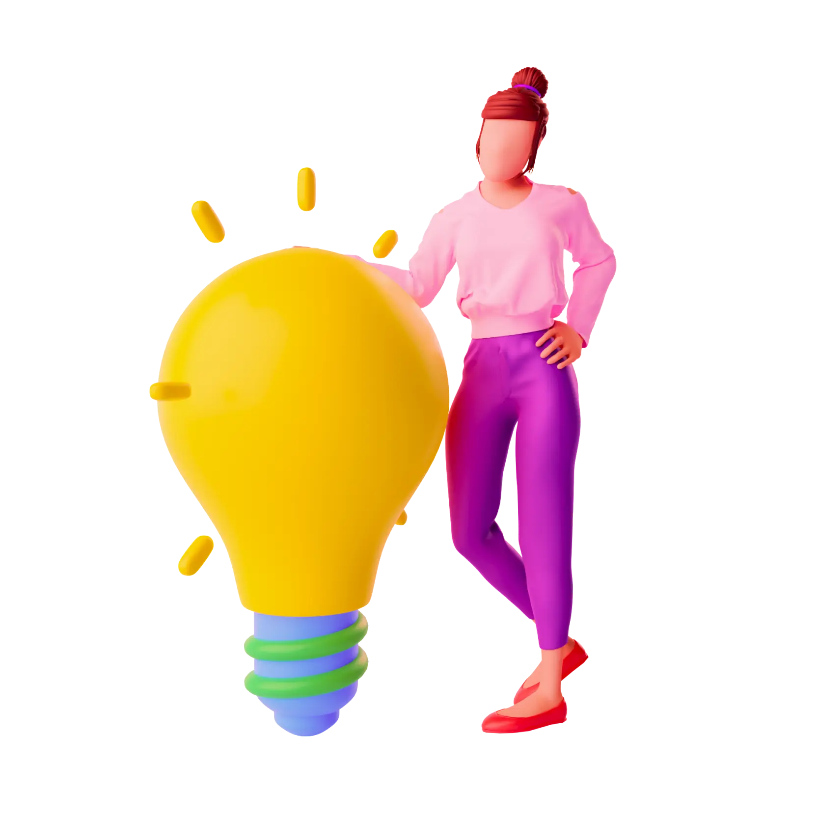 Creative idea visual - woman with light bulb
